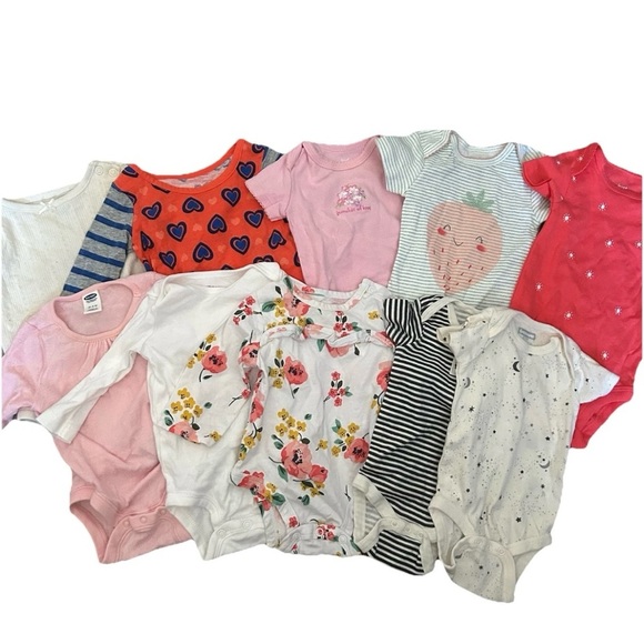 Lot Of 10 Baby Girl Body Suits Short Sleeve Long Sleeve Size 0-3 Months - Picture 1 of 12
